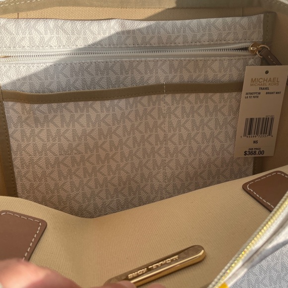 Michael Kors Logo Stripe Tote & Wristlet Bag Set - Picture 16 of 16